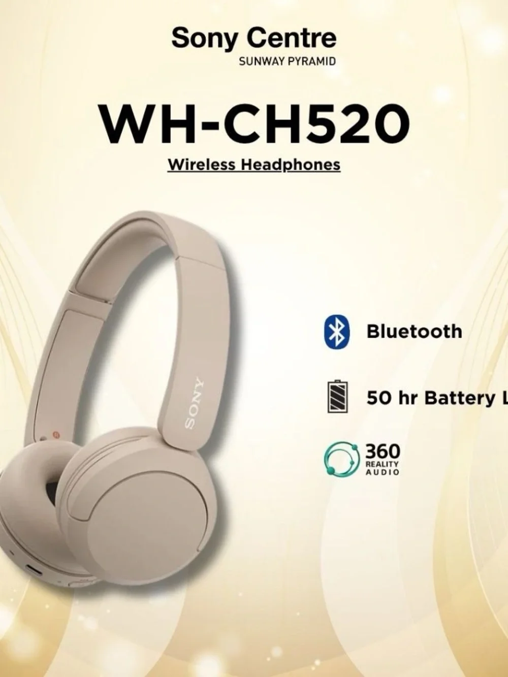 Sony Light Pink Over-Ear Bluetooth Headphones